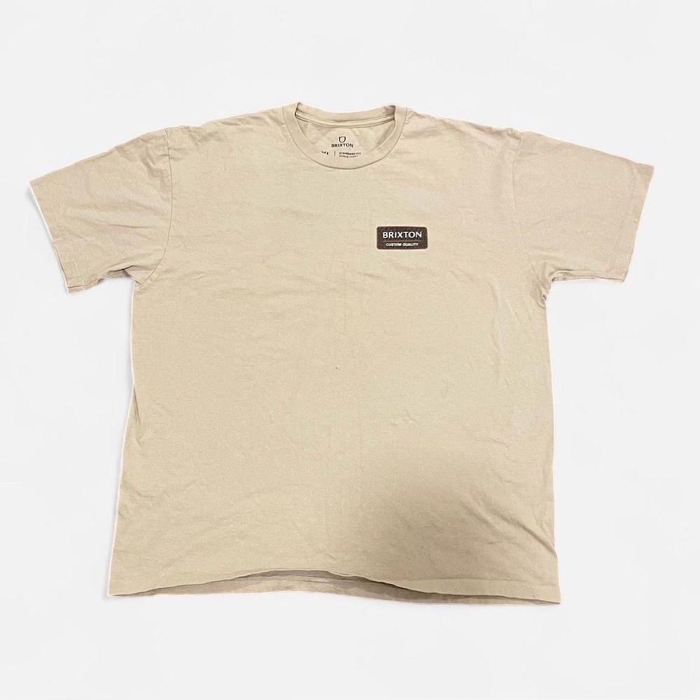 Brixton Men's Short Sleeve Crew Tee in Tan with Small Chest Patch